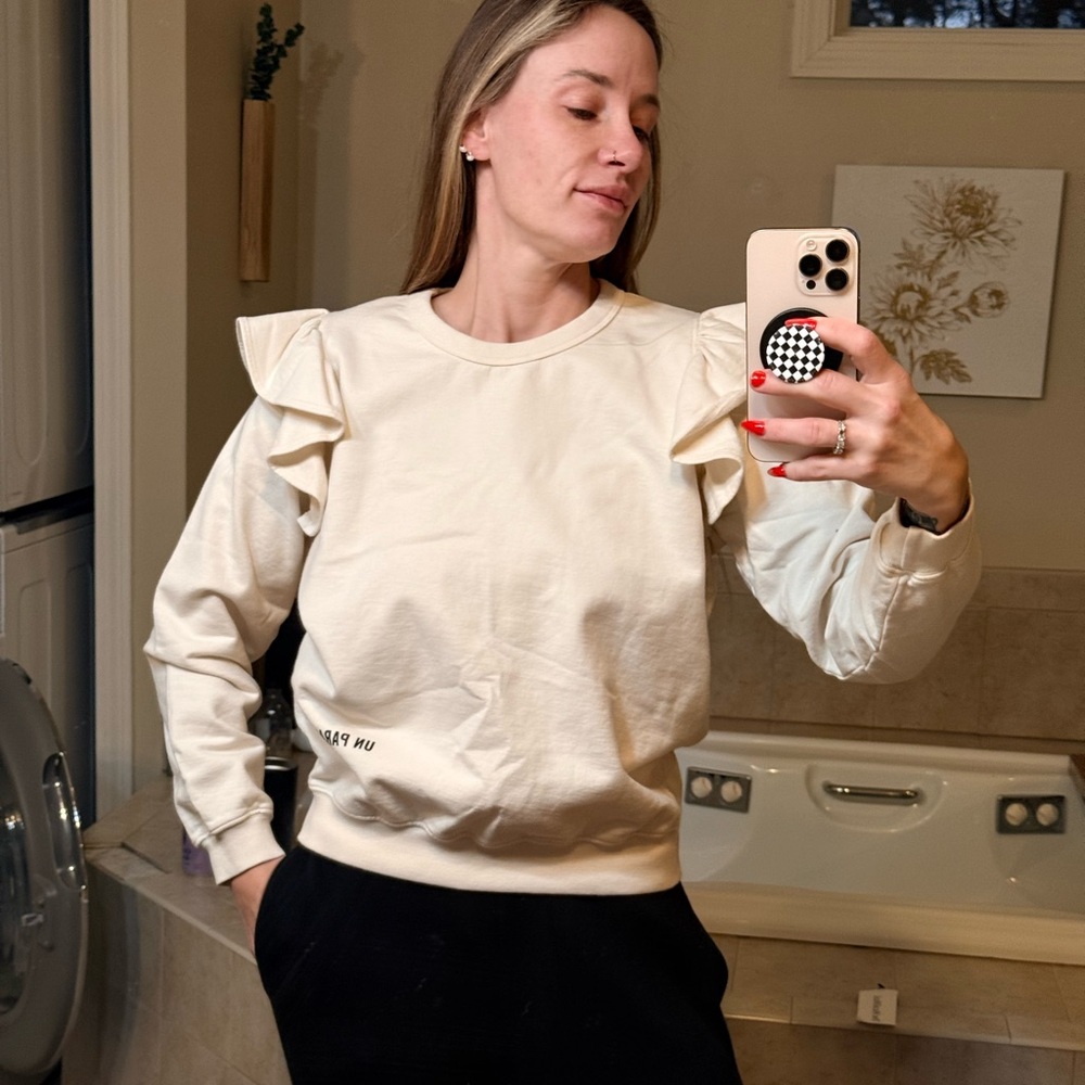 Clare V. Ruffle Sweatshirt - Cream original $185 - Picture 9 of 12